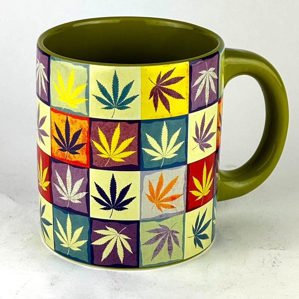 Colorful Weed Leaf Checkerboard Mug by Spencer’s Never Used